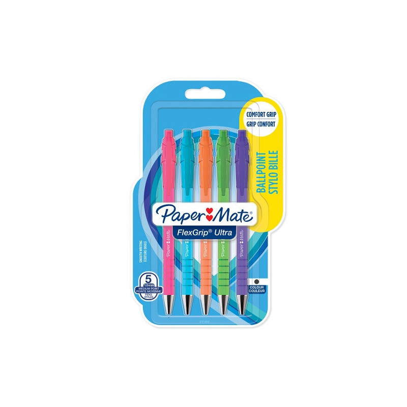 STYLO BILLE PAPERM. FLEX. M NOIR BRIGHT 5PCS BLISTER