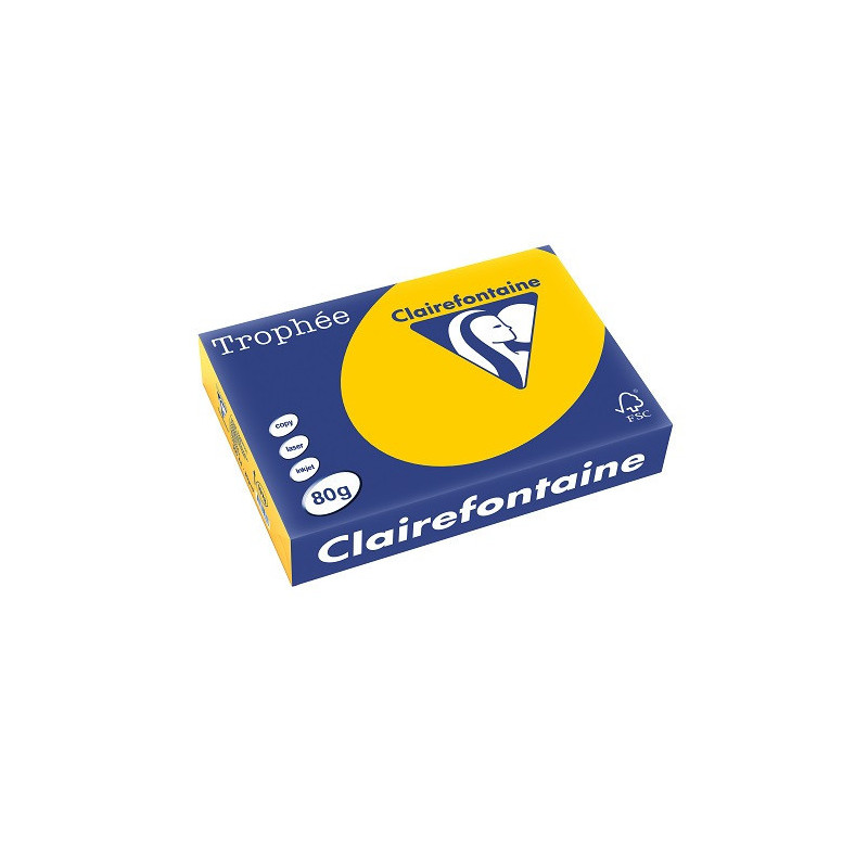 PAPIER REPRO CLAIREF. TROPHEE A4 80G JAUNE TOURNESOL 500FLS