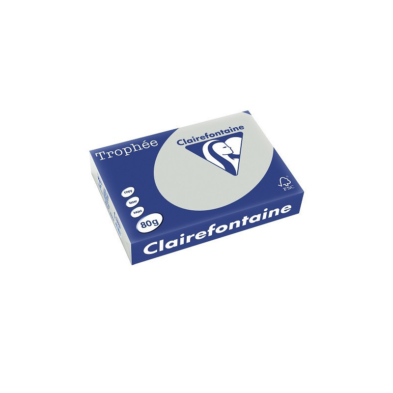 PAPIER REPRO CLAIREF. TROPHEE A4 80G GRIS ACIER 500FLS