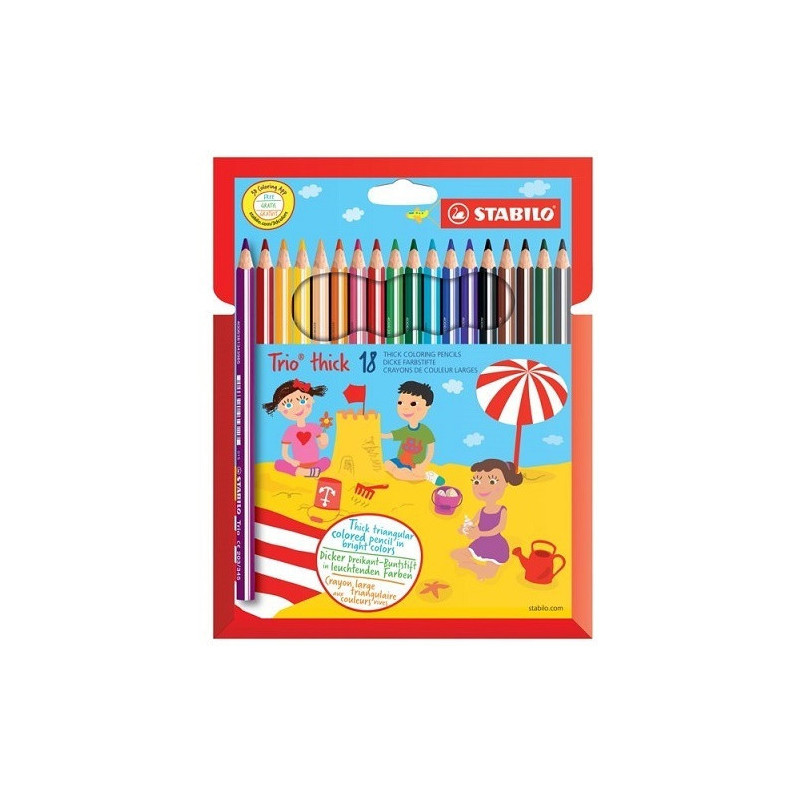 CRAYON COUL. STABILO TRIO 18PCS