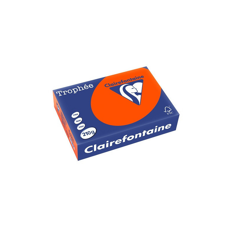 PAPIER REPRO CLAIREF. TROPHEE A4 210G ROUGE CARDINAL 250FLS