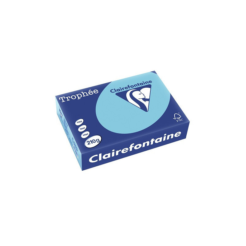 PAPIER REPRO CLAIREF. TROPHEE A4 210G BLEU ALIZEE 250FLS