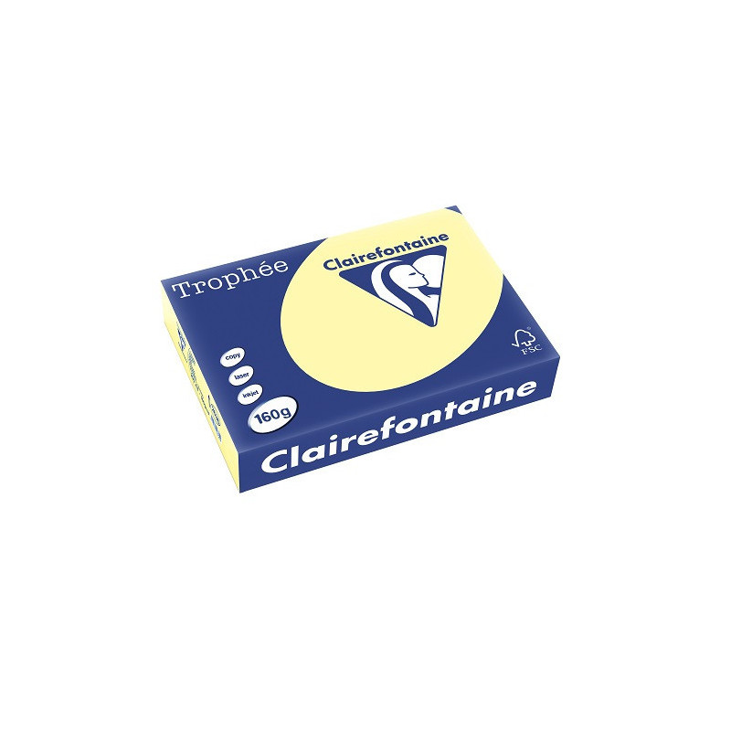 PAPIER REPRO CLAIREF. TROPHEE A4 160G JAUNE CANARI 250FLS