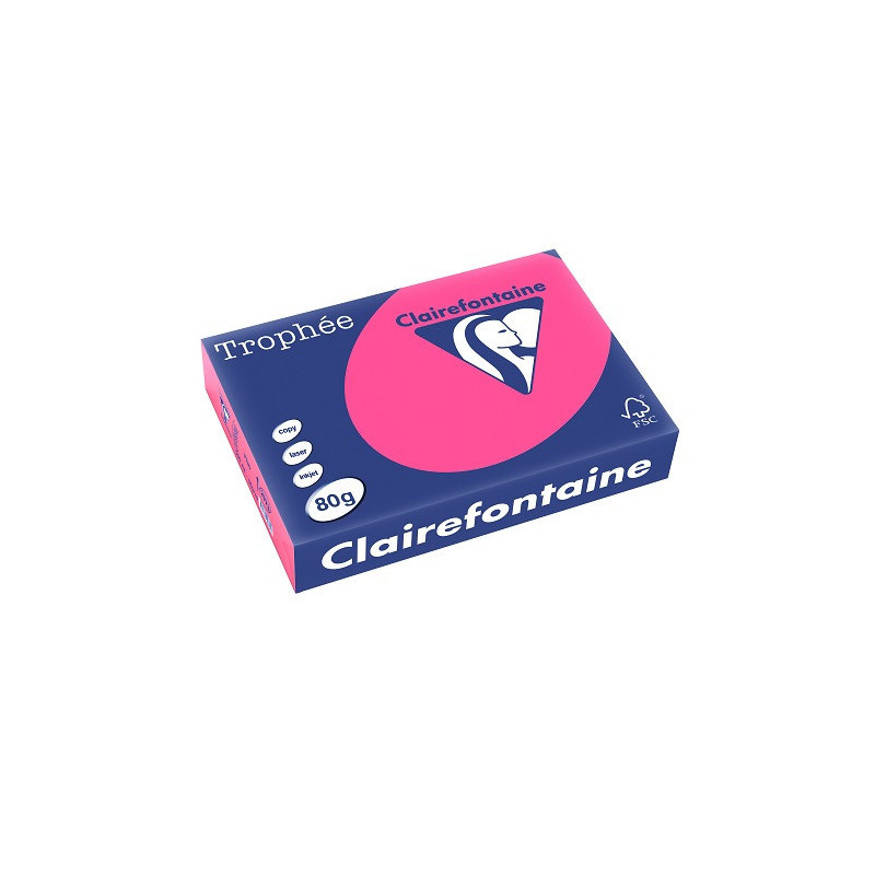 PAPIER REPRO CLAIREF. TROPHEE A4 80G ROSE FLUO 500FLS