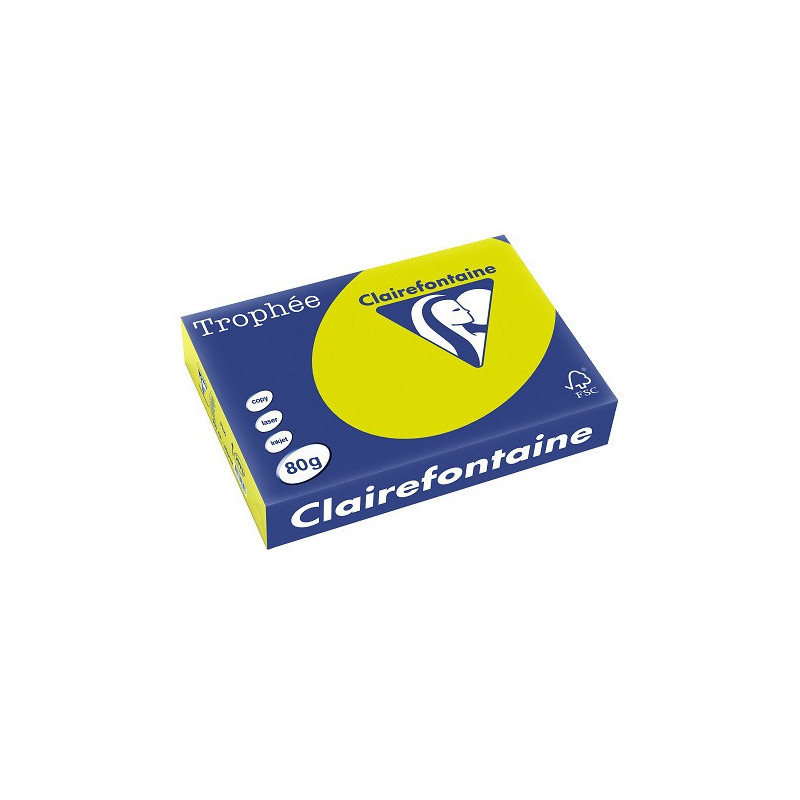 PAPIER REPRO CLAIREF. TROPHEE A4 80G VERT FLUO 500FLS