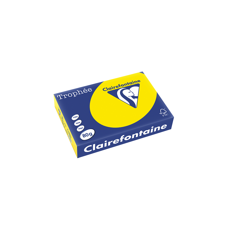 PAPIER REPRO CLAIREF. TROPHEE A4 80G JAUNE FLUO 500FLS