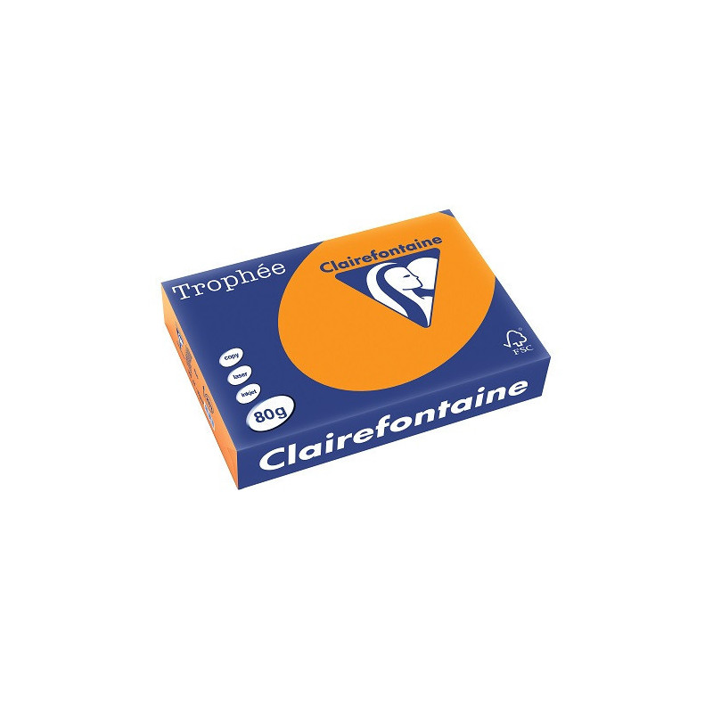 PAPIER REPRO CLAIREF. TROPHEE A4 80G ORANGE FLUO 500FLS