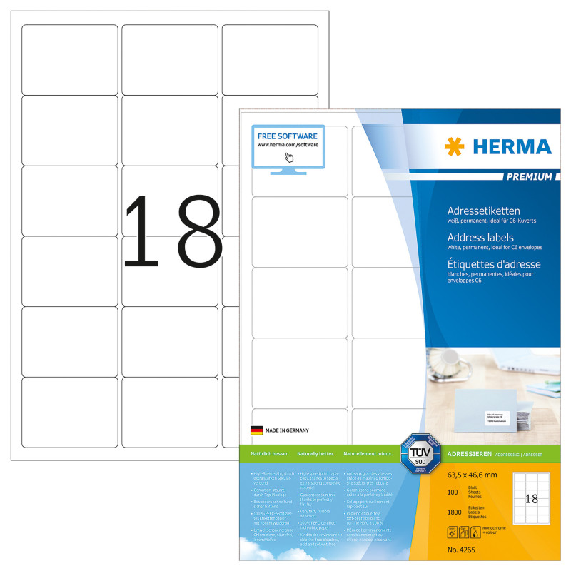 ETIQUETTE HERMA A4 63,5X46,6MM 100FLS