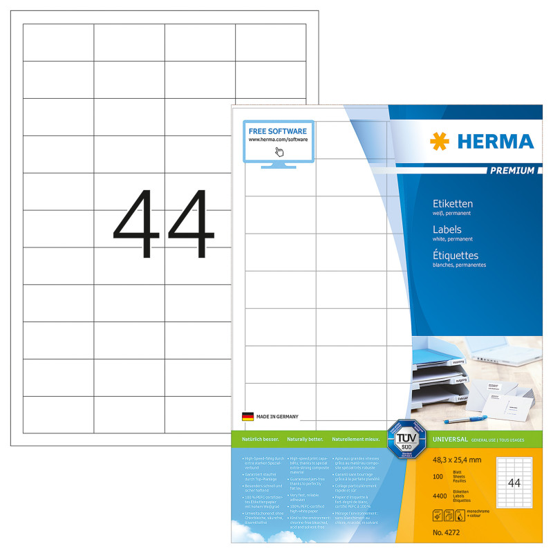 ETIQUETTE HERMA A4 48,3X25,4MM 100FLS