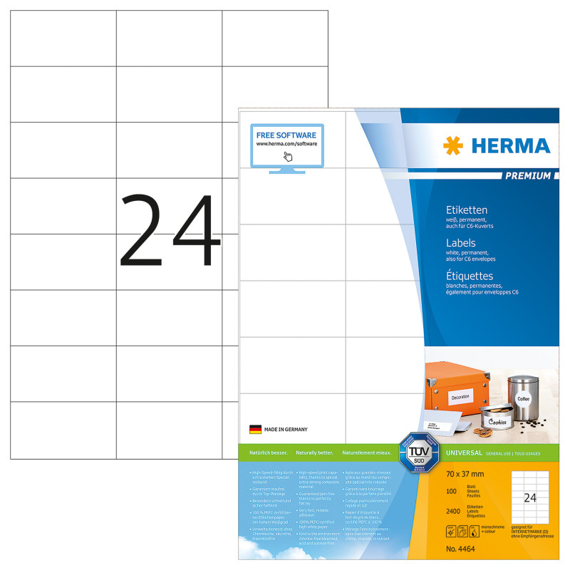 ETIQUETTE HERMA A4 70X37MM 100FLS