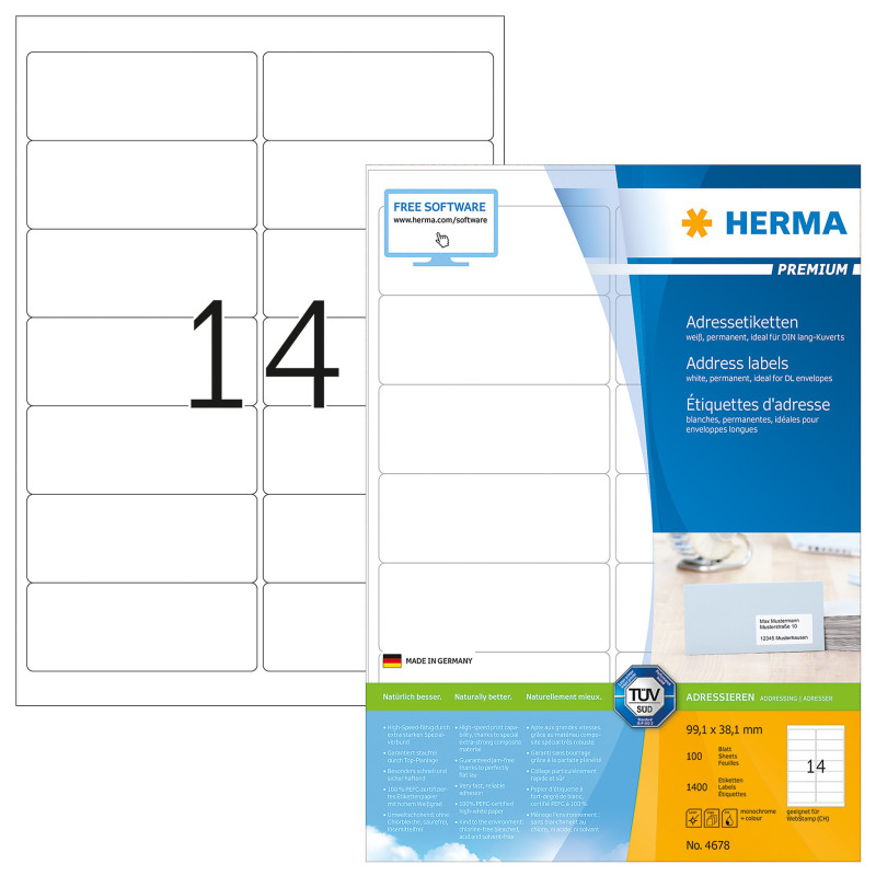 ETIQUETTE HERMA A4 99,1X38,1MM 100FLS