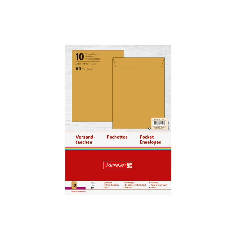 ENVEL.SAC 250X353MM BRUN GOMM. 10PCS BRUNNEN (B4)