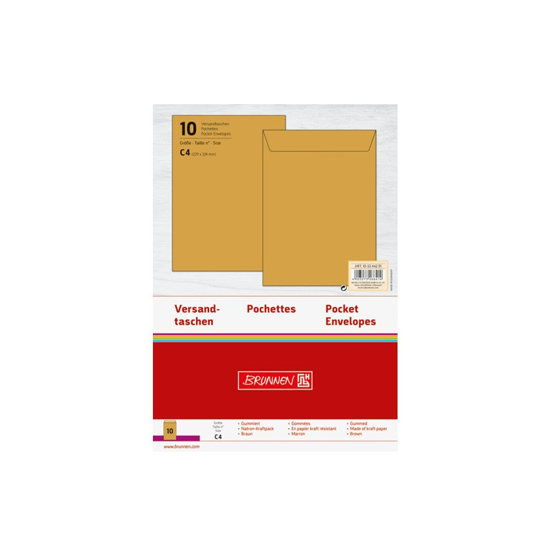 ENVEL.SAC 229X324MM BRUN GOMM.10PCS BRUNNEN (C4)