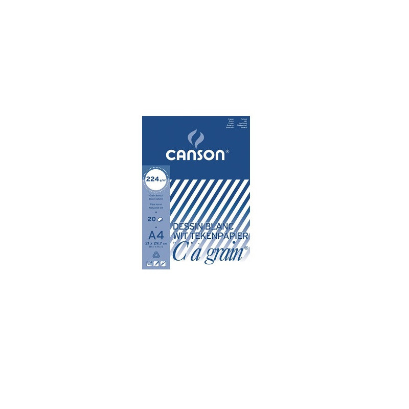 BLOC DESSIN BLANC 210X297MM A4 224G 20FLS CANSON