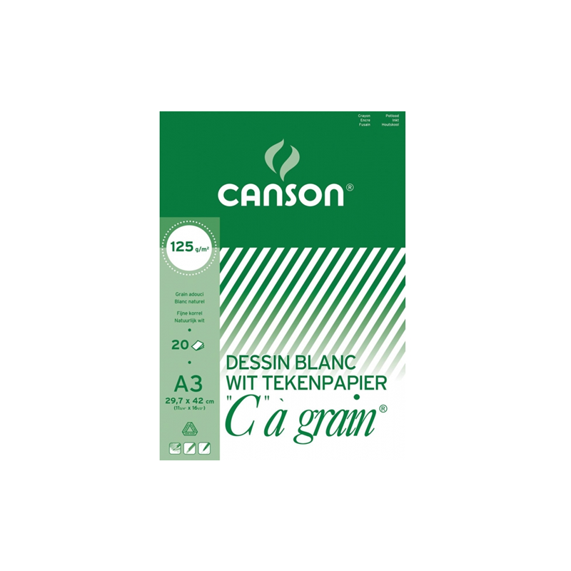 BLOC DESSIN BLANC 297X420MM A3 125G 20FLS CANSON
