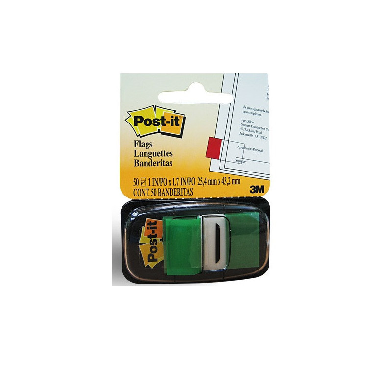 INDEX POST-IT 25,4X43,2MM VERT 50PCS