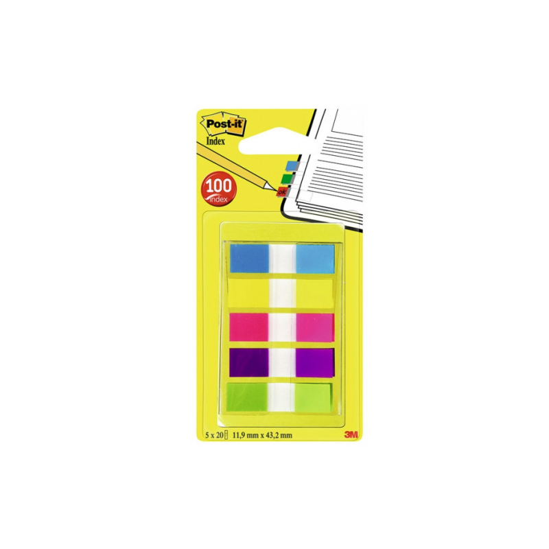 INDEX POST-IT 11,9X43,2MM 5X20 COUL.