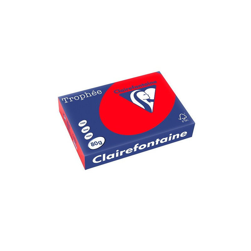 PAPIER REPRO CLAIREF. TROPHEE A4 80G ROUGE CORAIL 500FLS