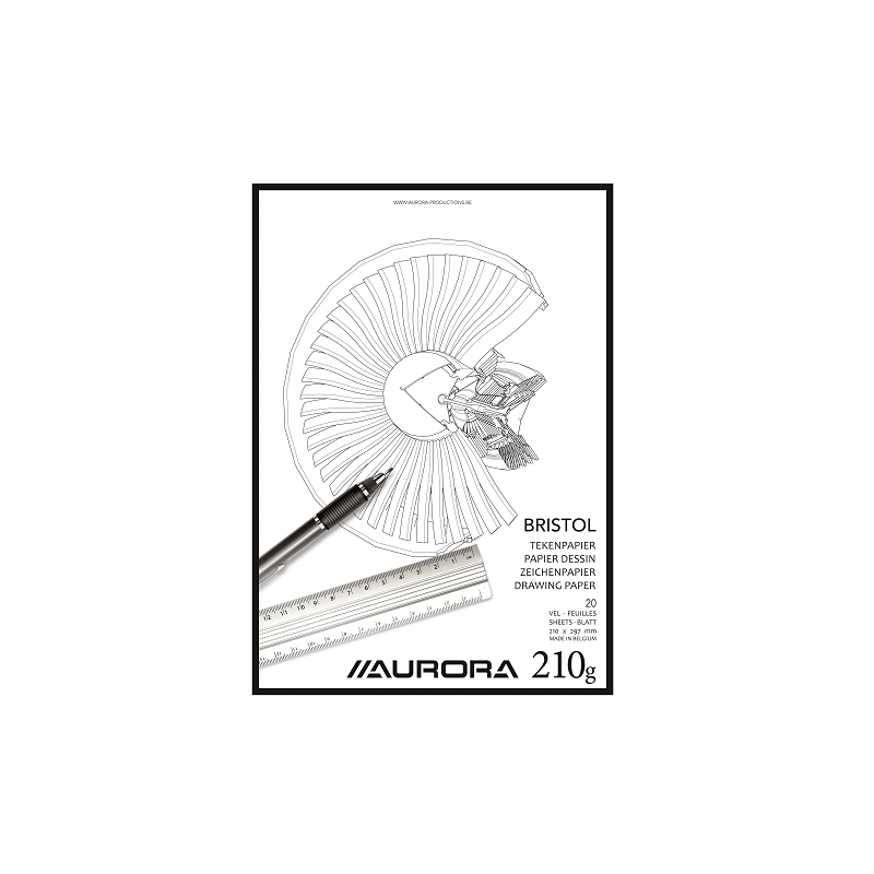 BLOC DESSIN BLANC 210X297MM A4 210G 20FLS AURORA BRISTOL