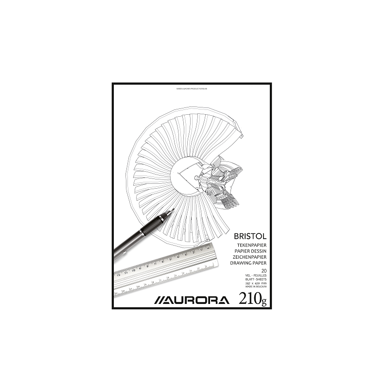 BLOC DESSIN BLANC 297X420MM A3 210G 20FLS AURORA BRISTOL