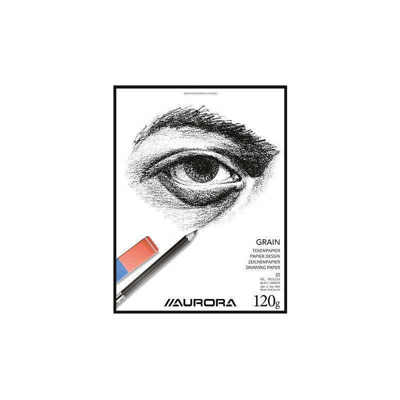 BLOC DESSIN BLANC 240X315MM 120G 20FLS AURORA GRAIN