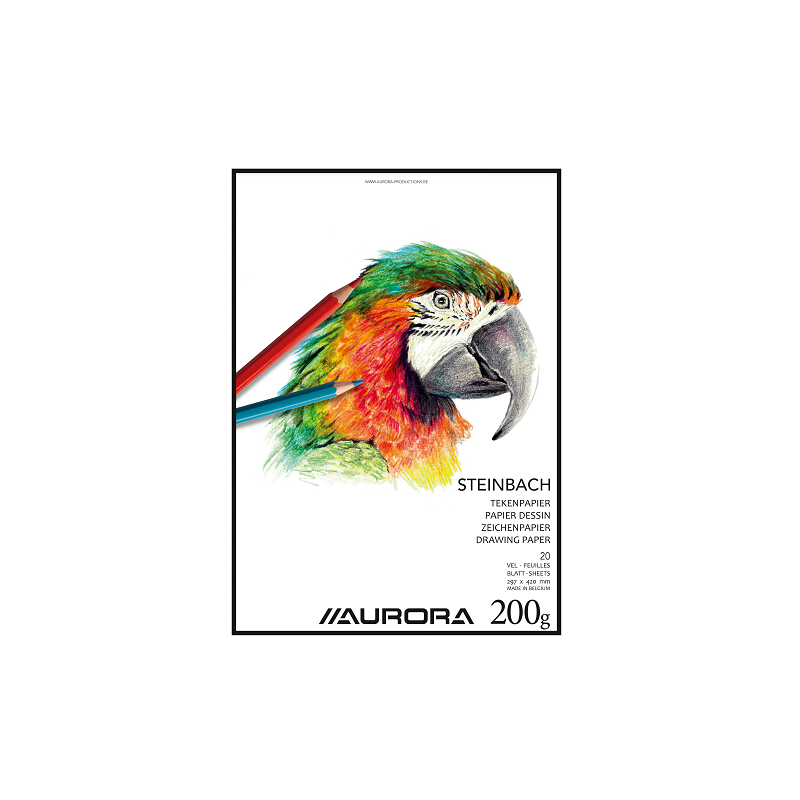 BLOC DESSIN BLANC 297X420MM A3 200G 20FLS AURORA STEINBACH