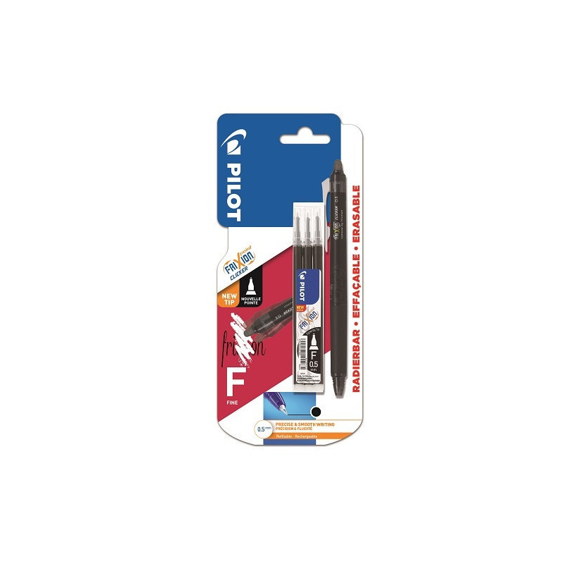 ROLLER PILOT FRIXION POINT CLICKER 0,5 NOIR +3RECHARGES BLISTER