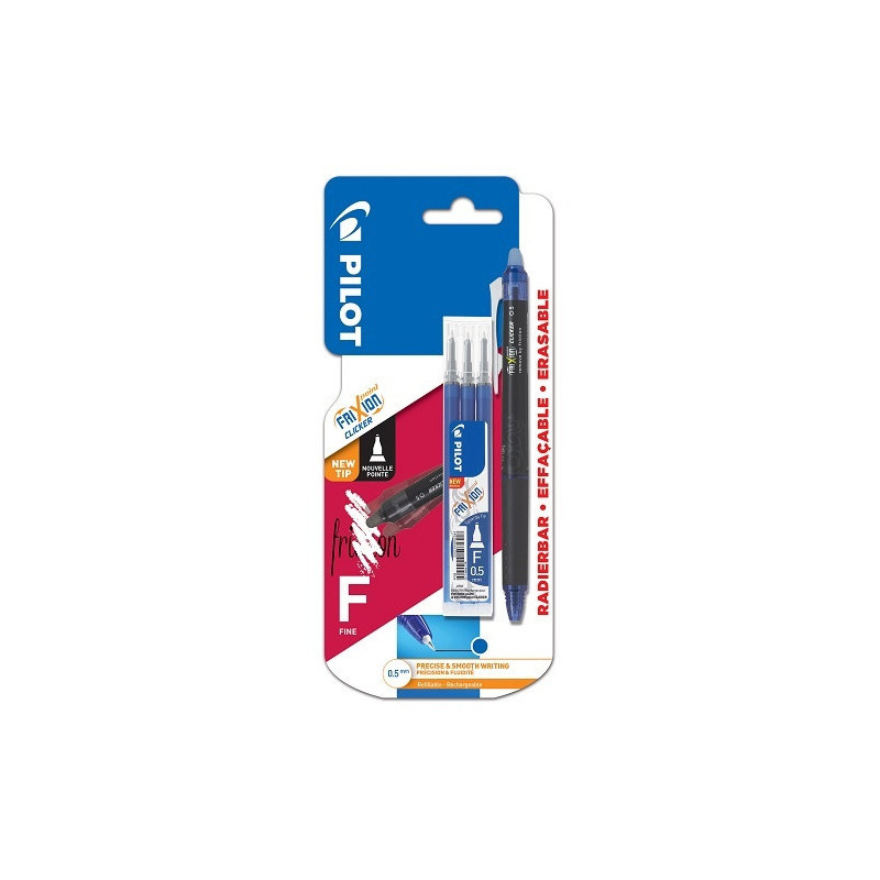 ROLLER PILOT FRIXION POINT CLICKER 0,5 BLEU +3RECHARGES BLISTER