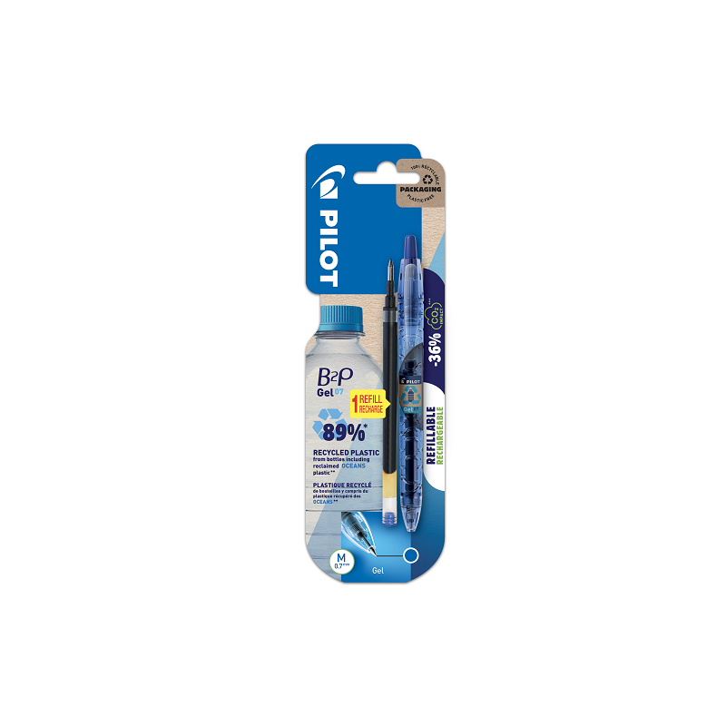 ROLLER PILOT GEL RETR. B2P 0,7 BLEU +RECHARGE BLISTER