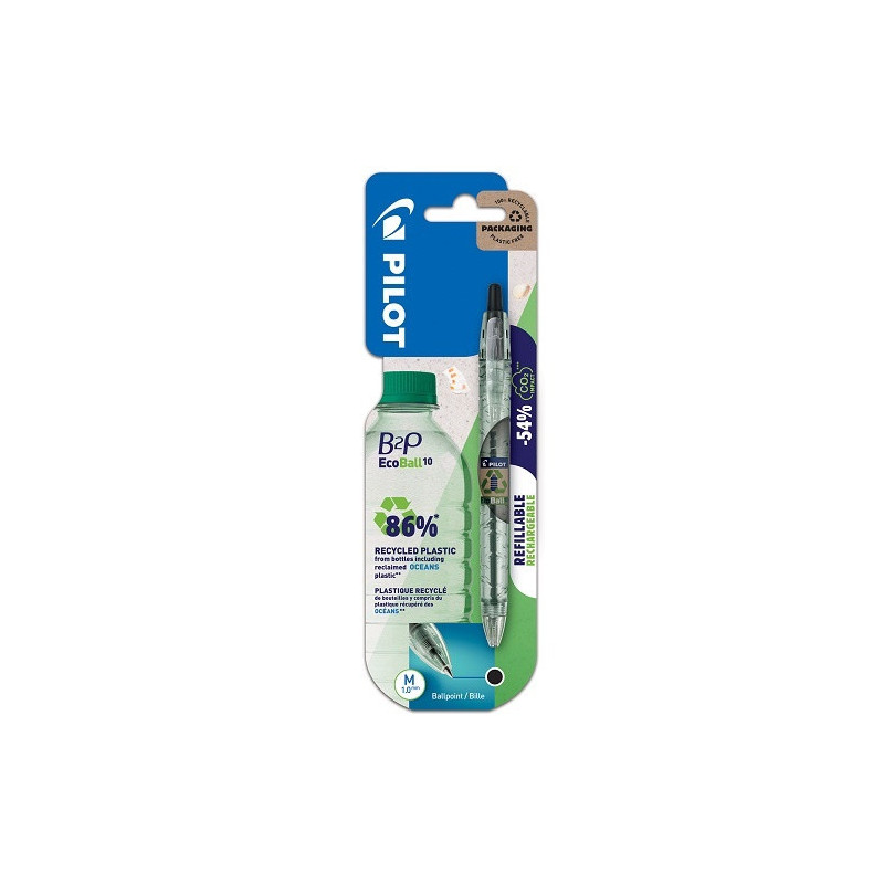 STYLO BILLE PILOT RETR. B2P 1,0 NOIR RECYCLE BLISTER