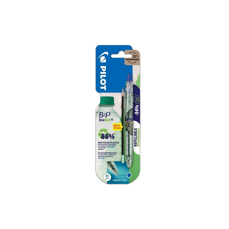 STYLO BILLE PILOT RETR. B2P 1,0 BLEU +RECHARGE RECYCLE BLISTER