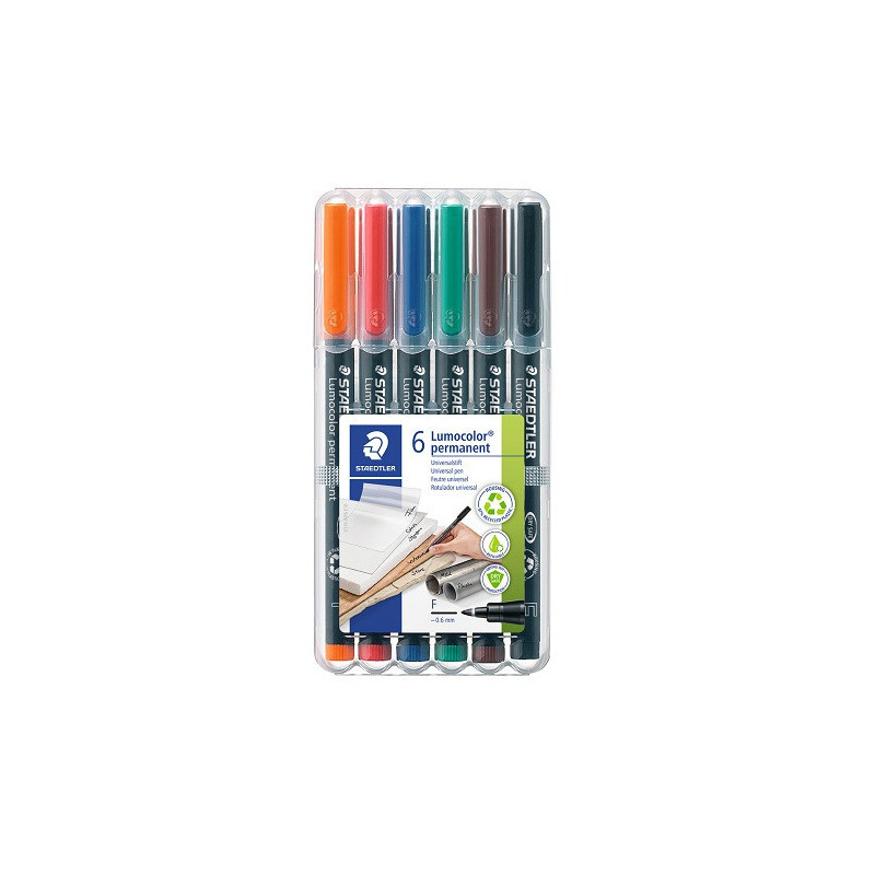 FEUTRE OHP STAEDTLER PERMANENT F 6PCS LUMOCOL.