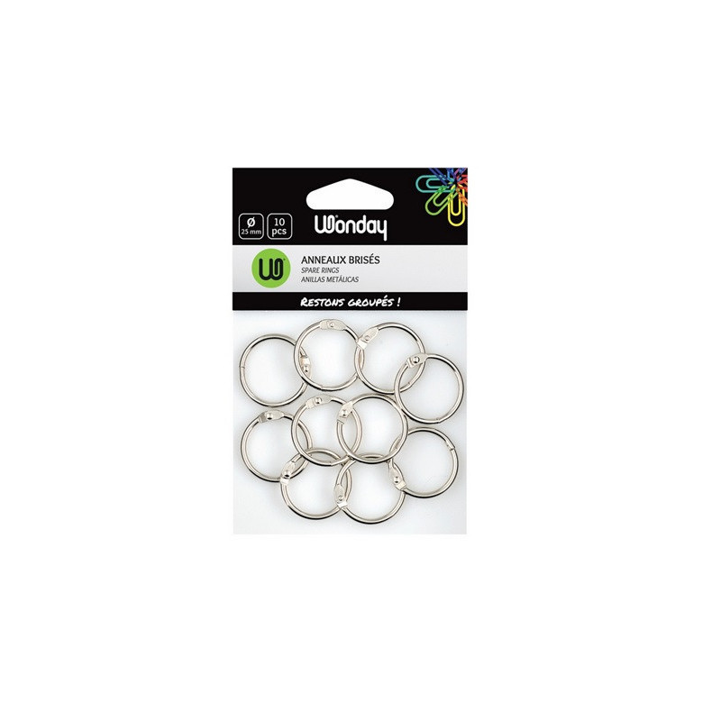 ANNEAUX BRISES 25MM GRIS METAL SACHET 10PCS