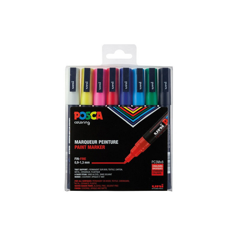 MARQUEUR POSCA 0,9-1,3MM 8PCS COULEURS BASIQUES