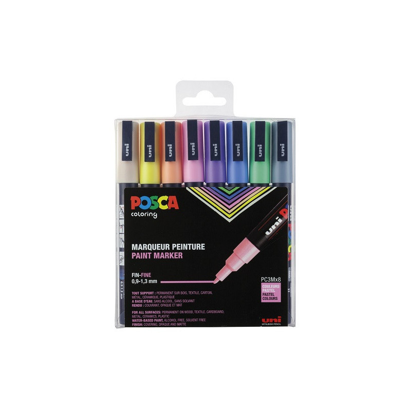 MARQUEUR POSCA 0,9-1,3MM 8PCS COULEURS PASTEL