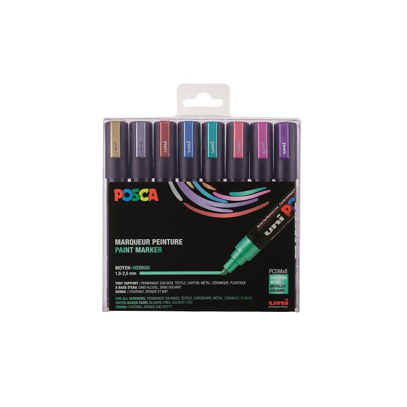 MARQUEUR POSCA 1,8-2,5MM 8PCS COULEURS METAL