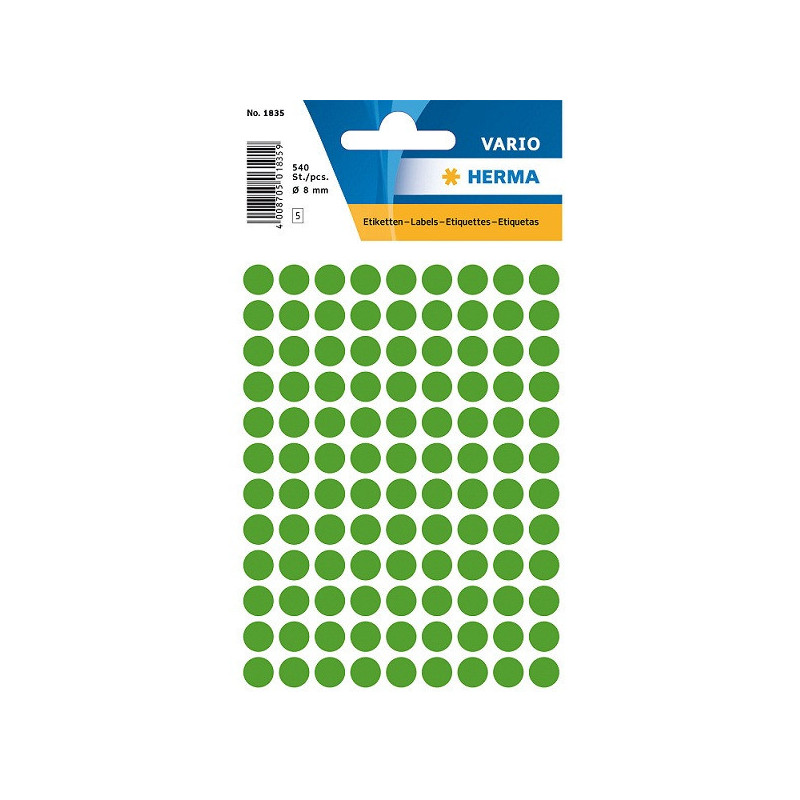 AUTOCOLLANT HERMA Ø 8MM VERT