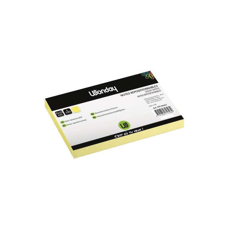 NOTES ADHES. 75X125MM WONDAY JAUNE