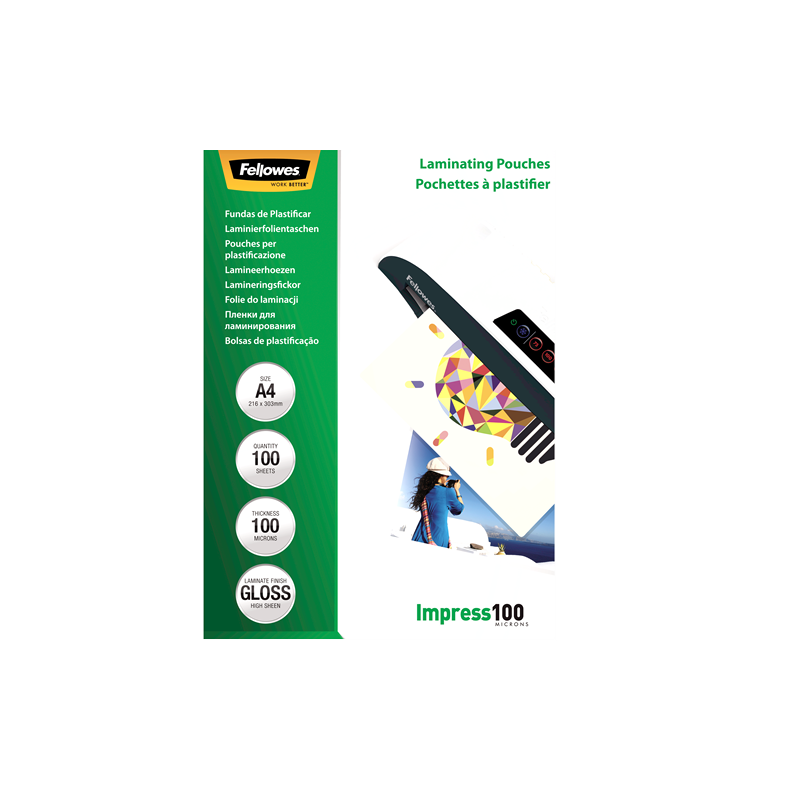 POCH. A LAMINER FELLOWES 216X303(A4) 100µ 100PCS