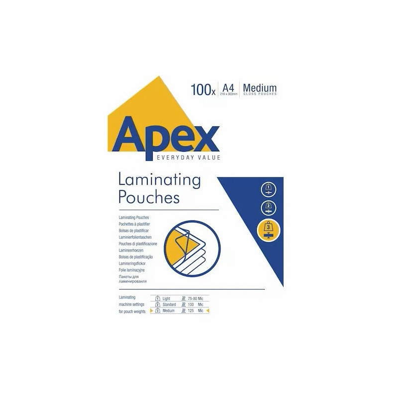 POCH. A LAMINER APEX 216X303(A4) 125µ 100PCS