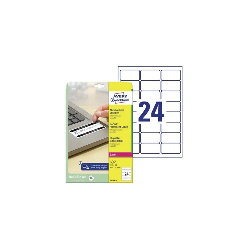 ETIQUETTE AVERY/ZWECK.A4 63,5X33,9MM 20FLS INDECOLLABLE