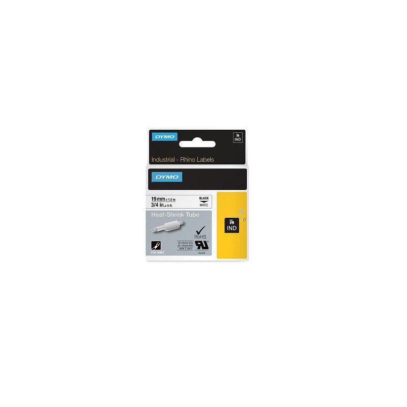 DYMO RUBAN RHINO 19MMX1,5M NOIR/BLANC
