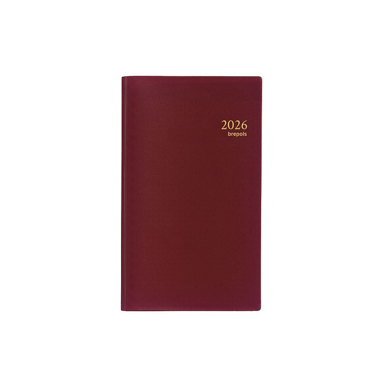 AGENDA BREPOLS 9X16CM 1SEM./2P. INTERPLAN SPIR. SETA BORDEAUX