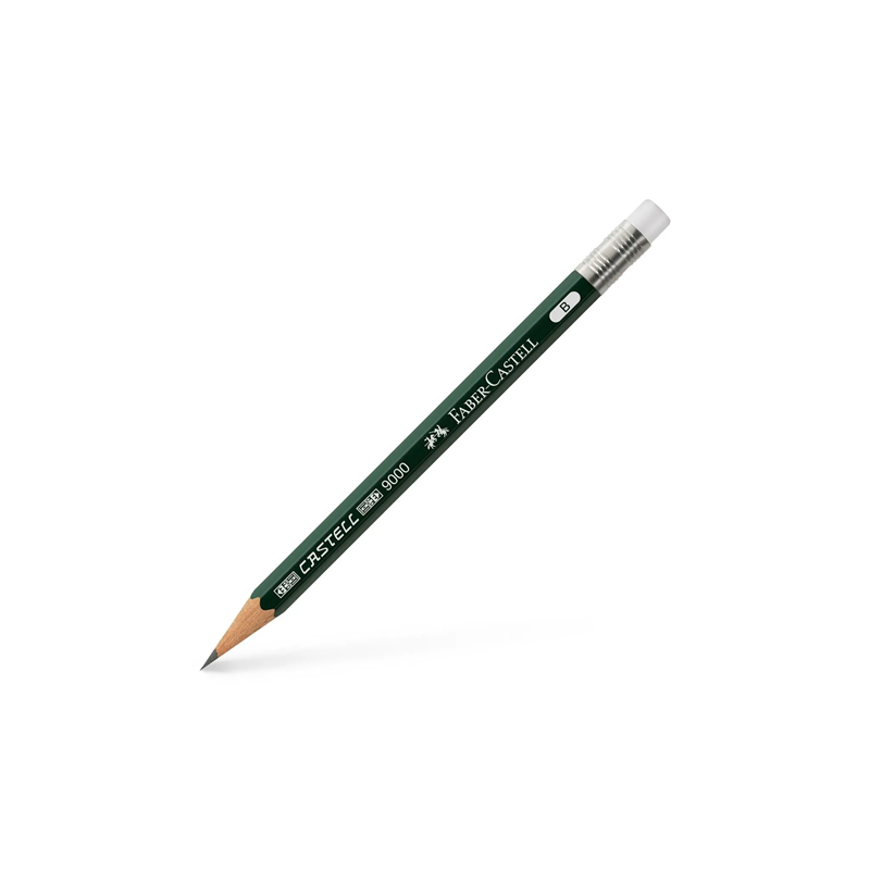 CRAYON NOIR FABER 9000 B BOUT-GOMME