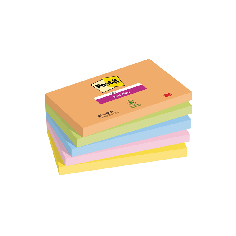 NOTES ADHES. 76X127MM POST-IT ASS. 5PCS