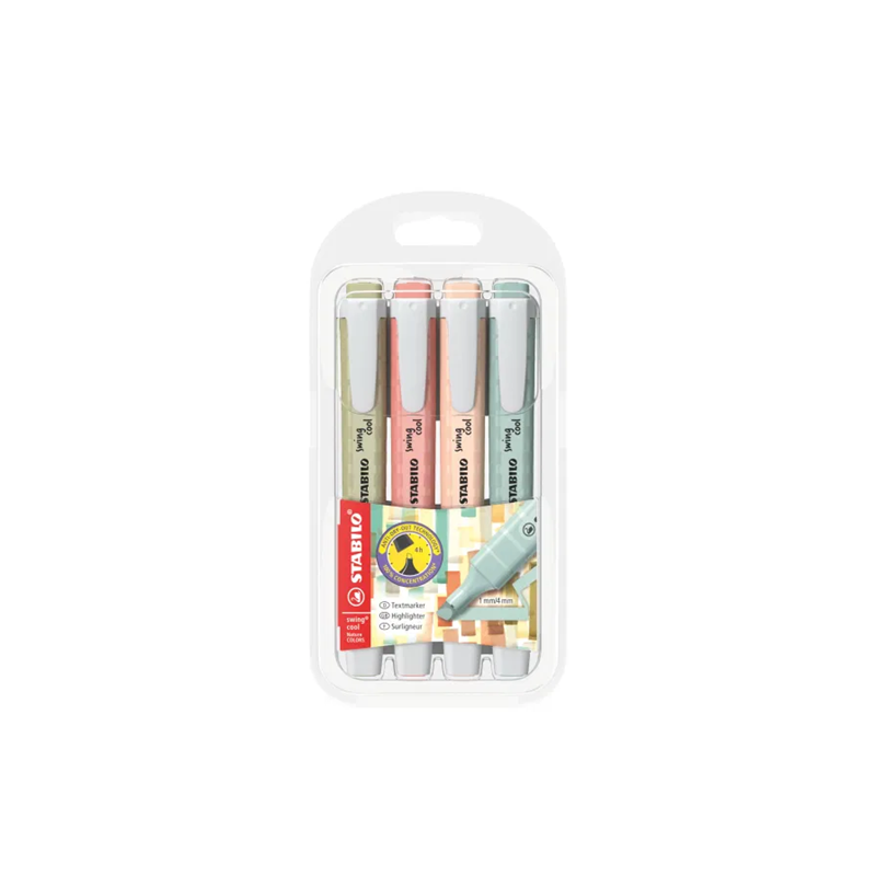 SURLIGNEUR STABILO SWING COOL NATURE COLORS 4PCS