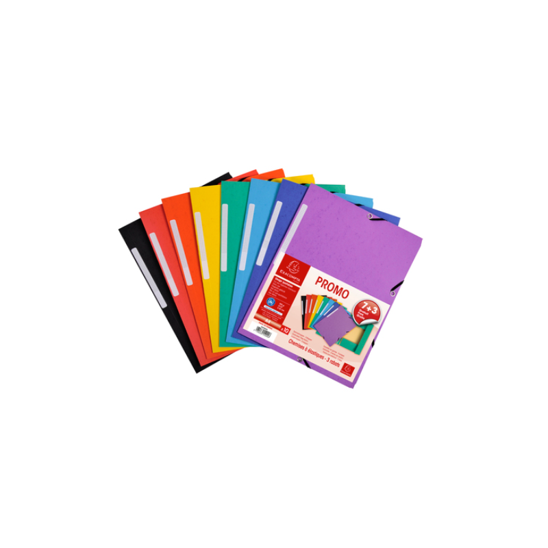 FARDE A ELAST.+RABATS A4 CART. EXACOMPTA ASS. 10PCS