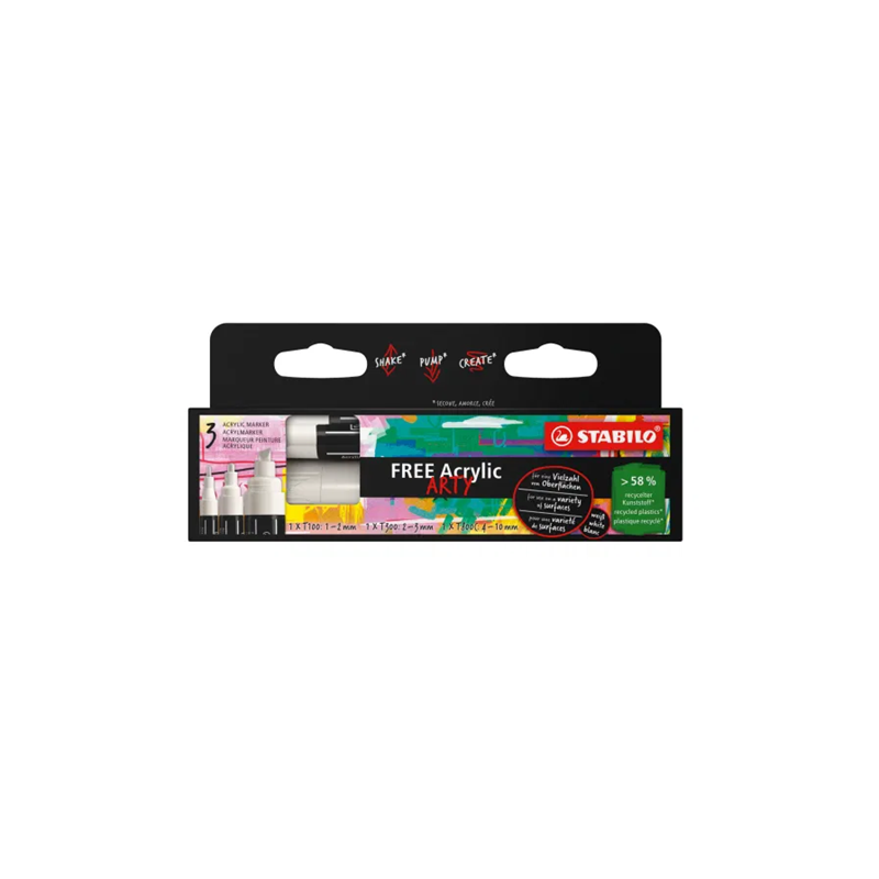 MARQUEUR STABILO ARTY MIX BLANC 3PCS