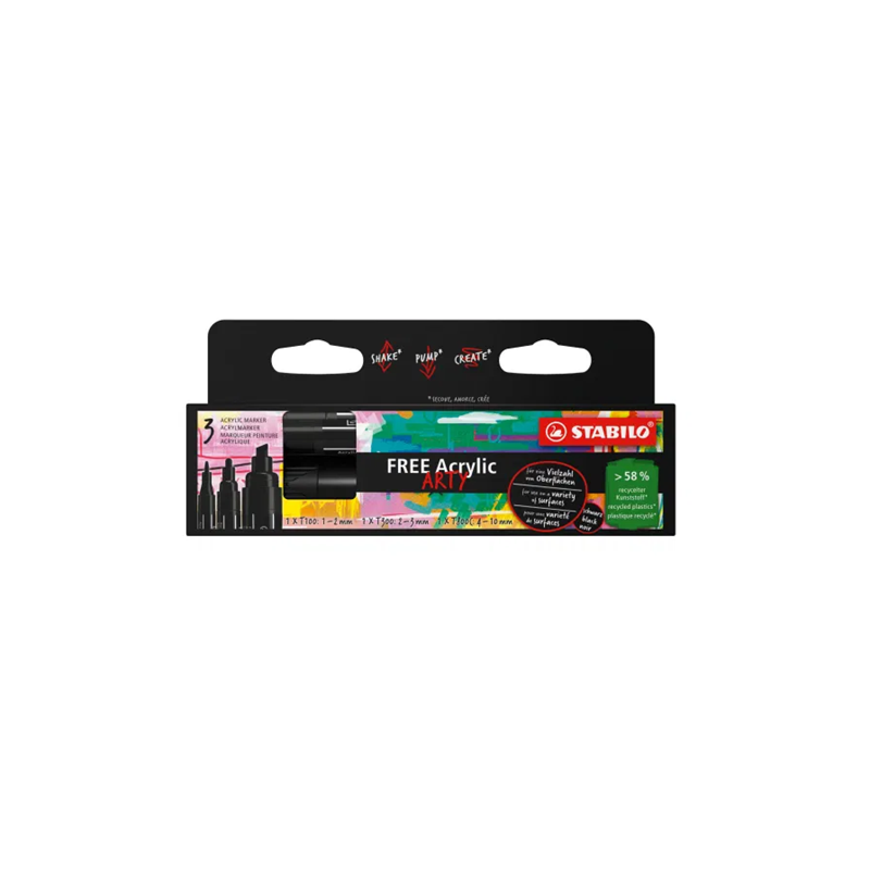 MARQUEUR STABILO ARTY MIX NOIR 3PCS