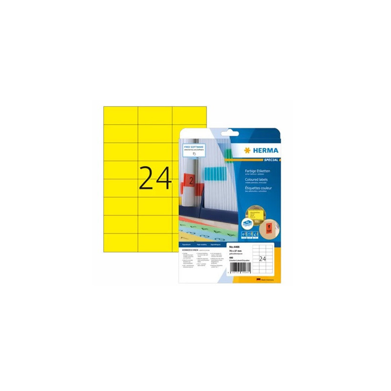 ETIQUETTE HERMA A4 70X37MM 20FLS JAUNE